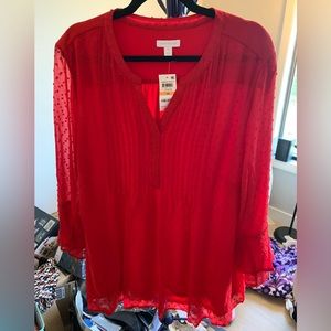 Charter Club Garden Party Blouse in Ravishing Red Size:4X